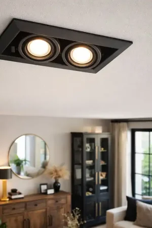 Inbouwlamp, metaal, zwart, L 24,5 cm Nieuw