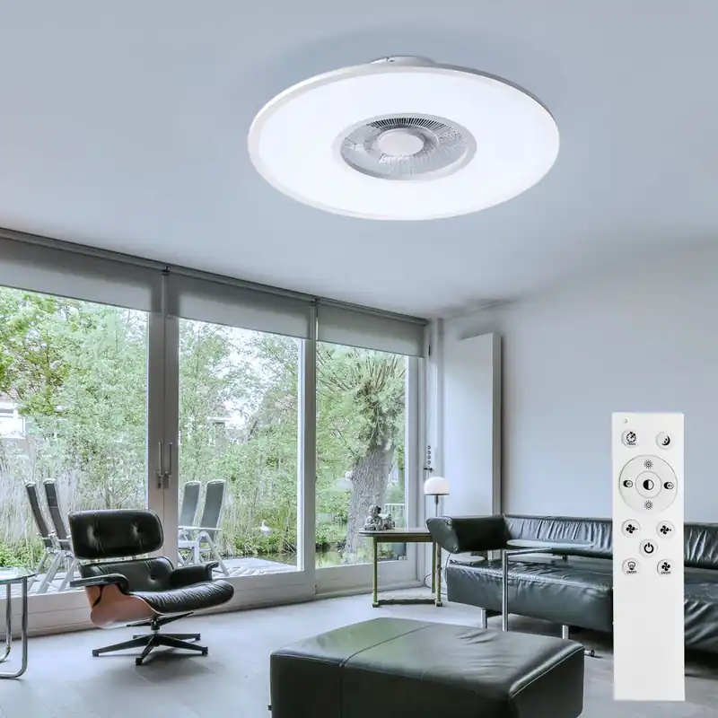 Betrouwbaar LED plafondventilator, afstandsbediening, dimbaar, 10 snelheden