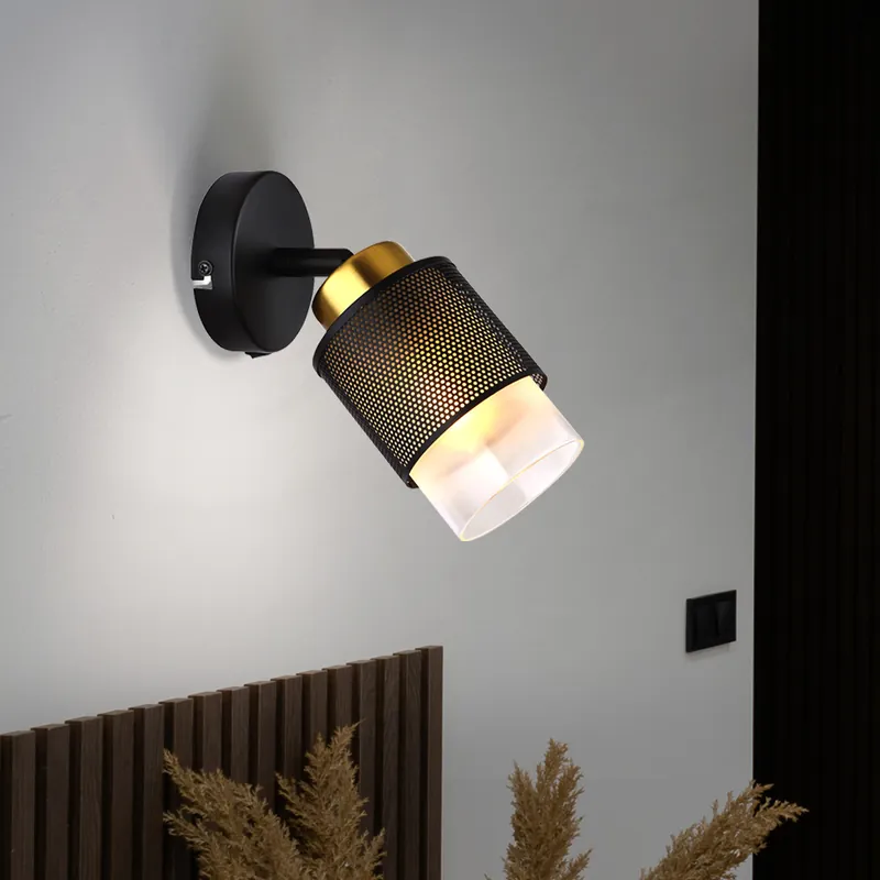 Wandlamp, metaal, mat zwart, rookkleurig glas Uitverkoop