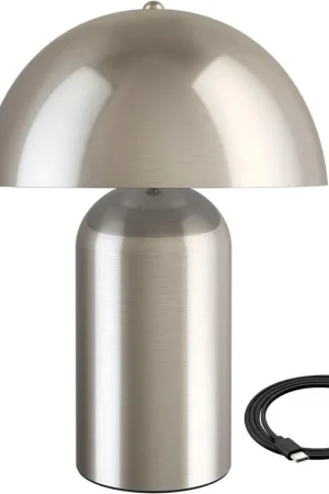 Bestseller tectake Kleine retro-tafellamp Kade, dimbaar, Mat Nikkel
