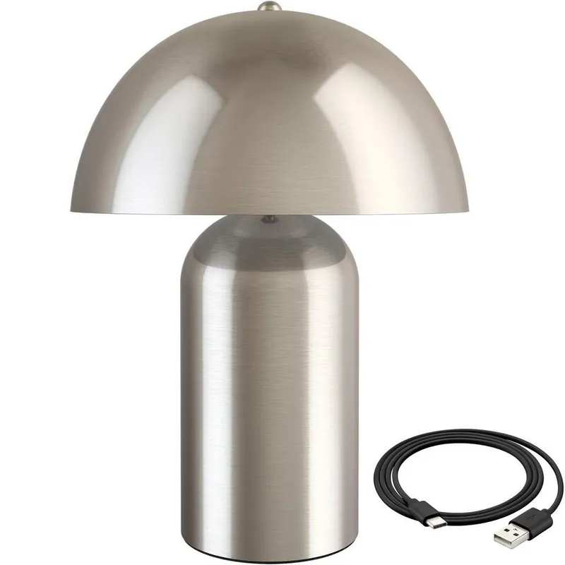 Bestseller tectake Kleine retro-tafellamp Kade, dimbaar, Mat Nikkel