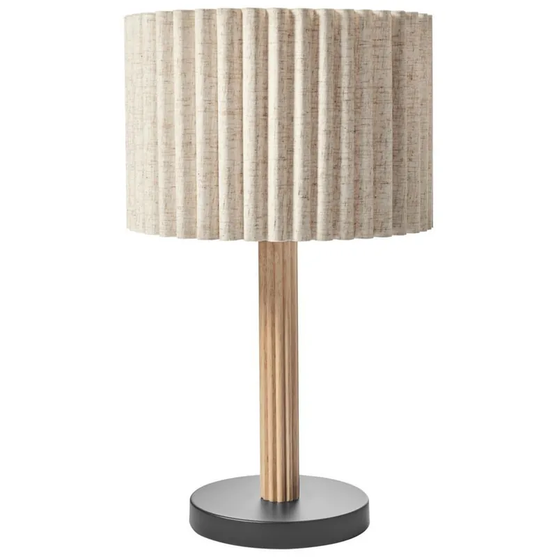 BELESSA - Tafellamp - Lichtbeige - Rubberhout Korting
