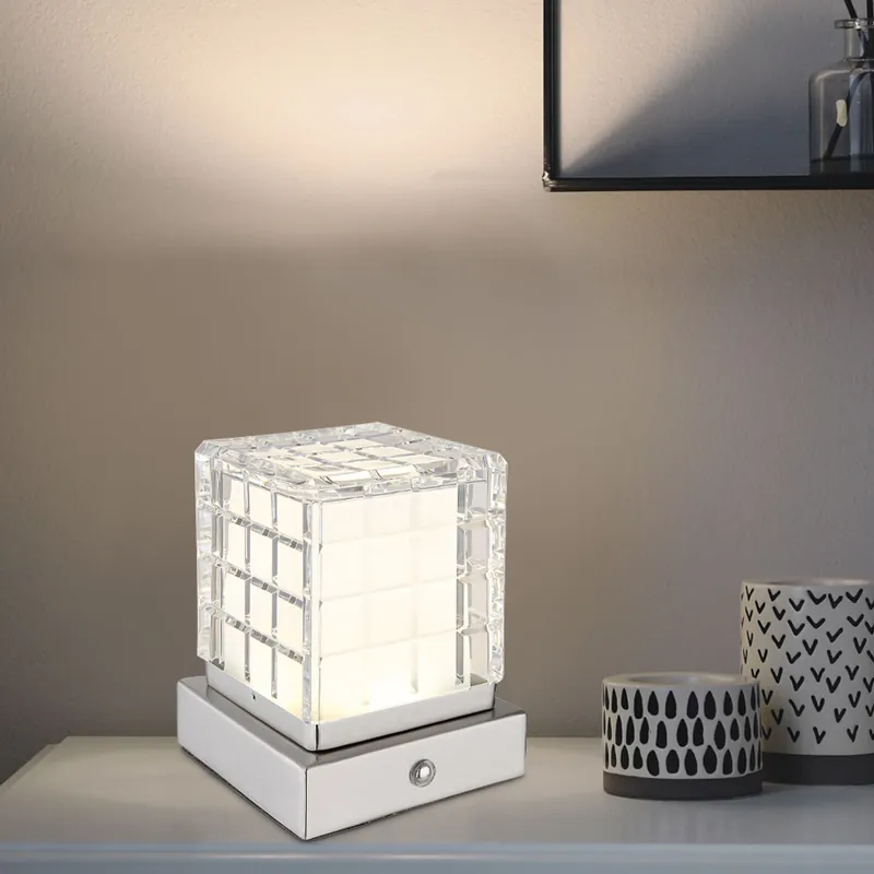 LED tafellamp, metaal, wit, met touchdimmer Betrouwbaar