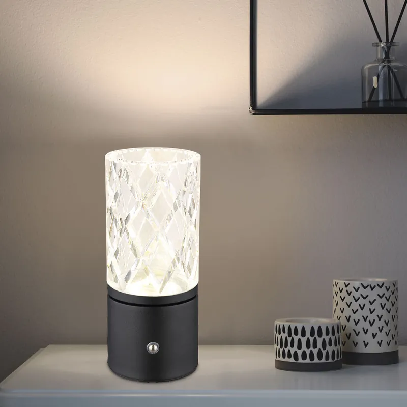 LED tafellamp, metaal, zwart-goud, touchdimmer, AKKU Lage Prijs