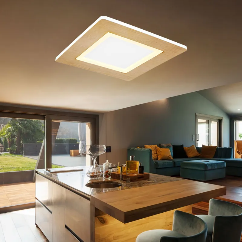 Exclusieve Aanbieding LED plafondlamp, metaal, houtlook, CCT-schakeling D 40 cm