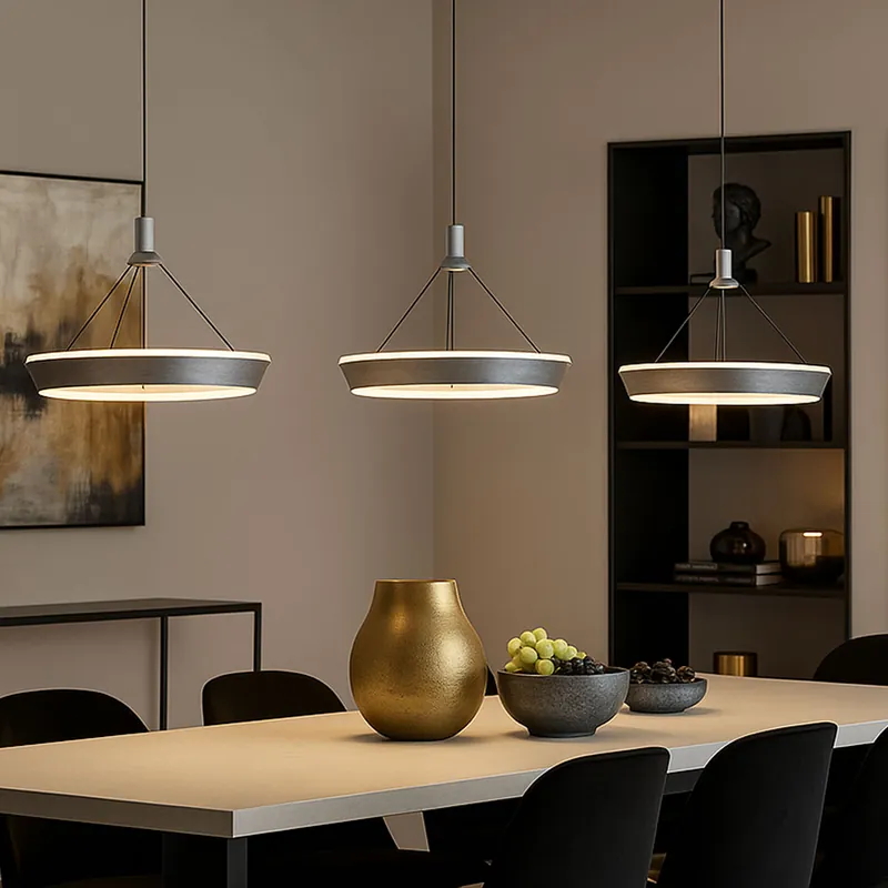 Flitsaanbieding LED hanglamp, metaal, grijs, in hoogte verstelbaar, L 97,5 cm