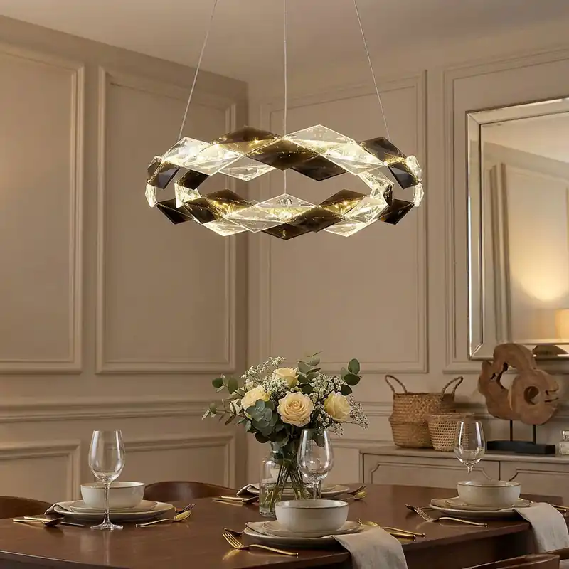 LED hanglamp KARILION, metaal, chroom, in hoogte verstelbaar, D 40 cm Goedkoop