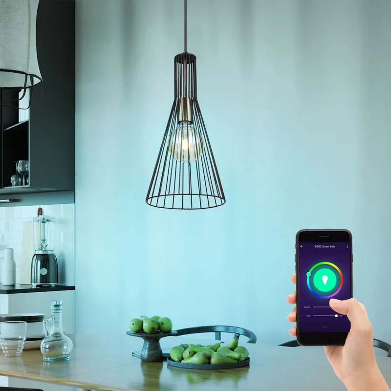 Slimme RGB LED hanglamp, metaal, zwart, antiek messing, H 120 cm Goedkoop
