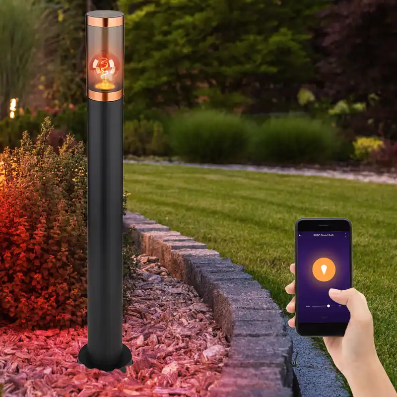 Smart Home RGB LED vloerlamp, roestvrij staal, koper, H 80cm Express Levering
