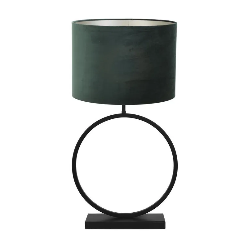 Tafellamp Liva/Velours - Zwart/Donkergroen - Ø40x78,5cm Tijdelijk Beschikbaar