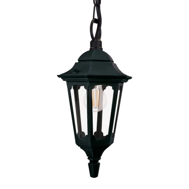 Buitenlamp, hanglamp, aluminium, glas, zwart, H 42 cm Laatste Kans