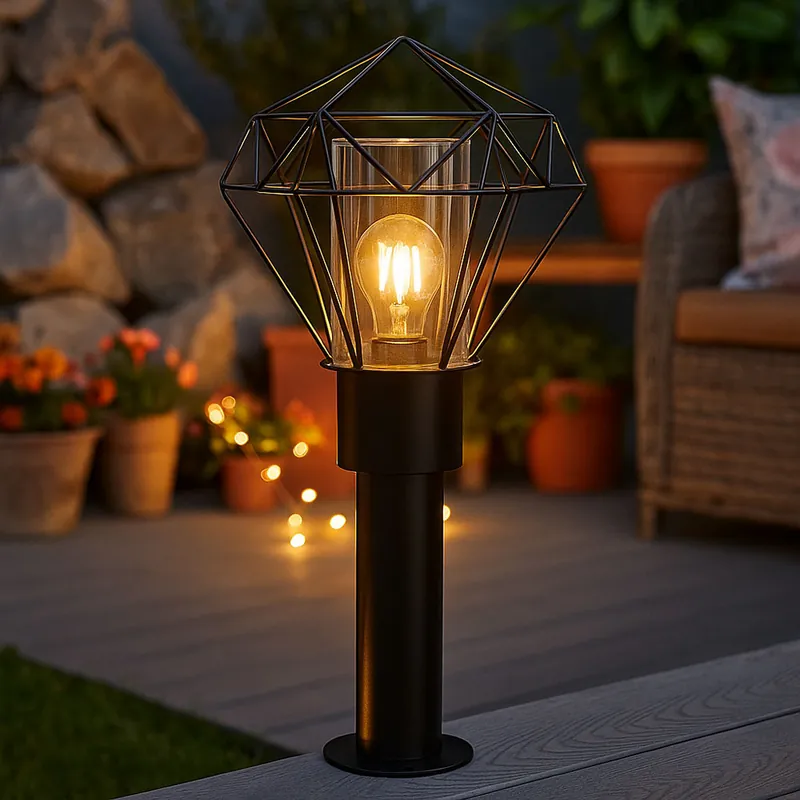 Staande lamp, roestvrij staal, zwart, metaal, IP44, H 50 cm Beperkt Aanbod