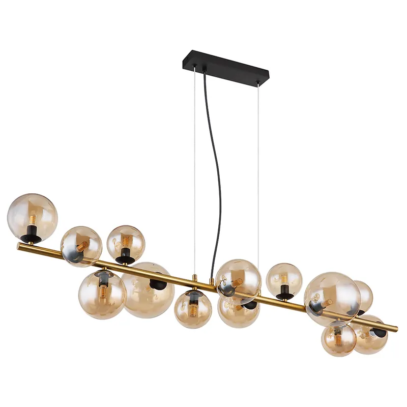 Actieprijs LED hanglamp, metaal, amber glas, L 118 cm