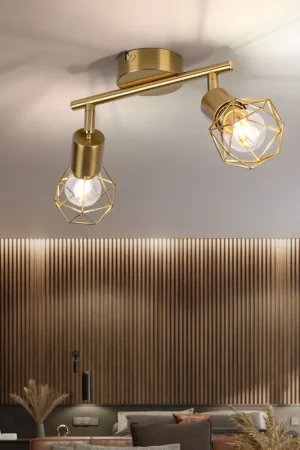 Weekendaanbieding Plafondlamp, raster, goud, beweegbare spots, L 22 cm