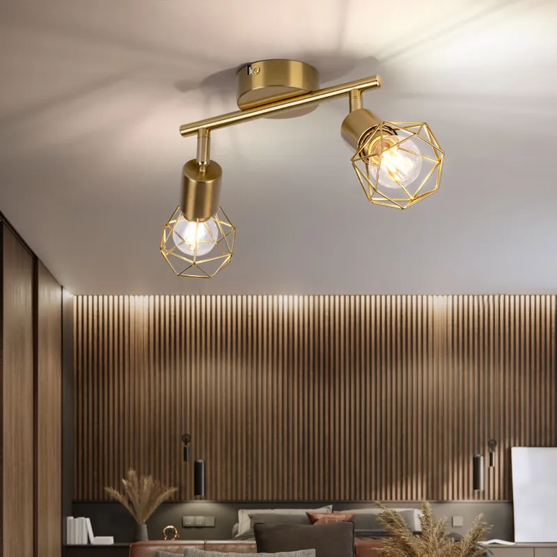 Weekendaanbieding Plafondlamp, raster, goud, beweegbare spots, L 22 cm