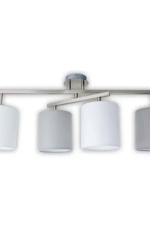 Plafondlamp, zilver, textielen kap, 4 vlammen, H 33 cm Weekendaanbieding