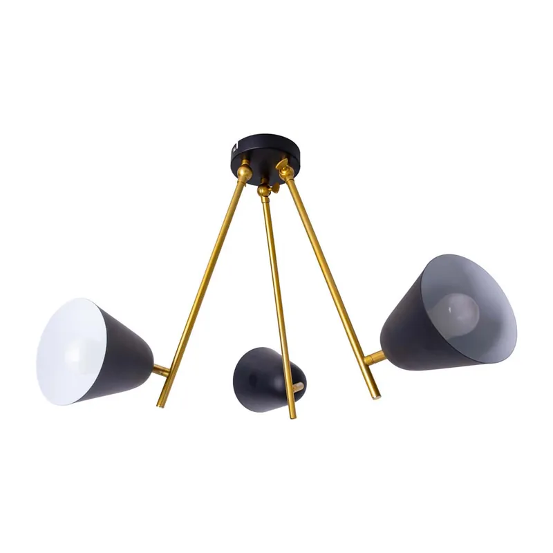 Plafondlamp, zwart, 3 vlammen, verstelbaar, D 95 cm Gecertificeerd