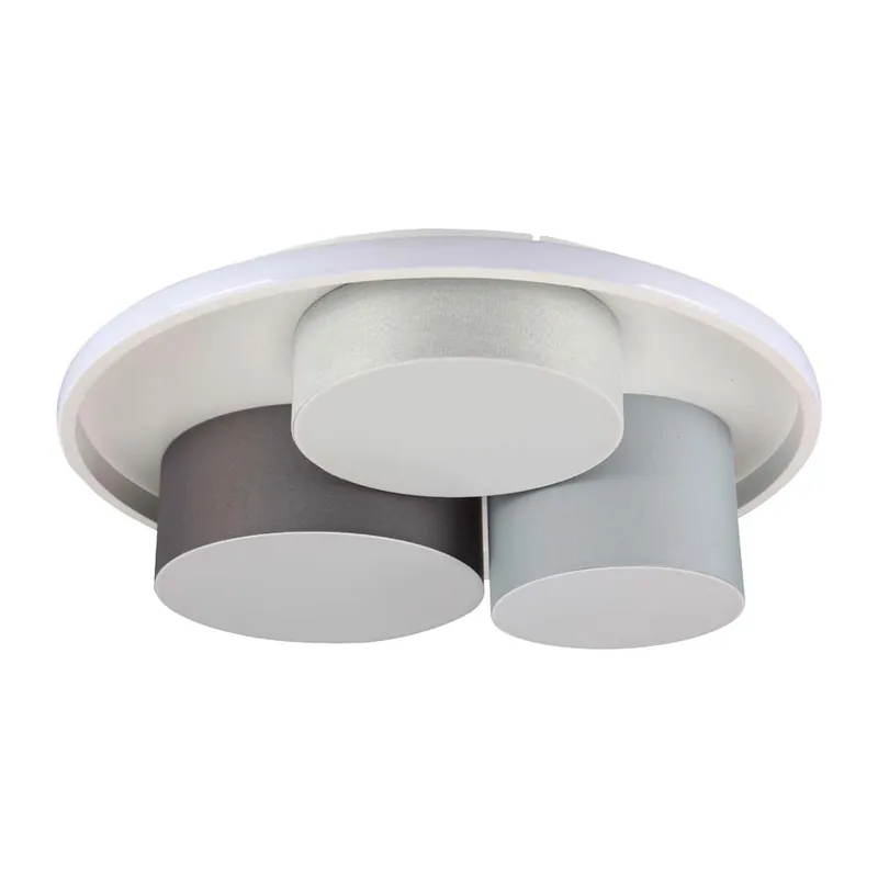 Merkproduct LED plafondlamp, metaal, textiel, 3 vlammen, dimbaar