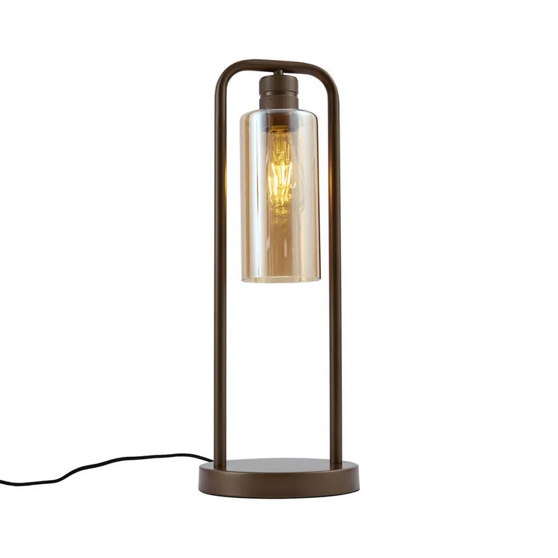Merkproduct Qazqa tafellamp met glas stavelot bronskleurig e27