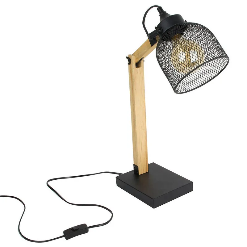 Shop Nu Home deco factory bureaulamp - zwart - metaal en hout - tafellamp