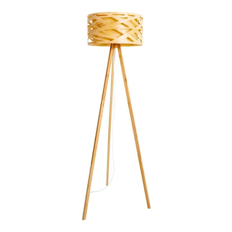 Staande lamp, bamboe, 3-poot, H 148 cm Fabrieksprijs