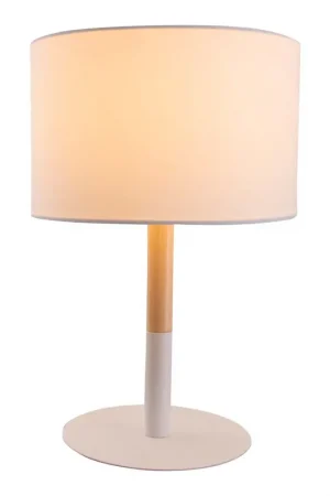 Actieprijs Tafellamp, textiel, rubberboom, wit, H 37 cm