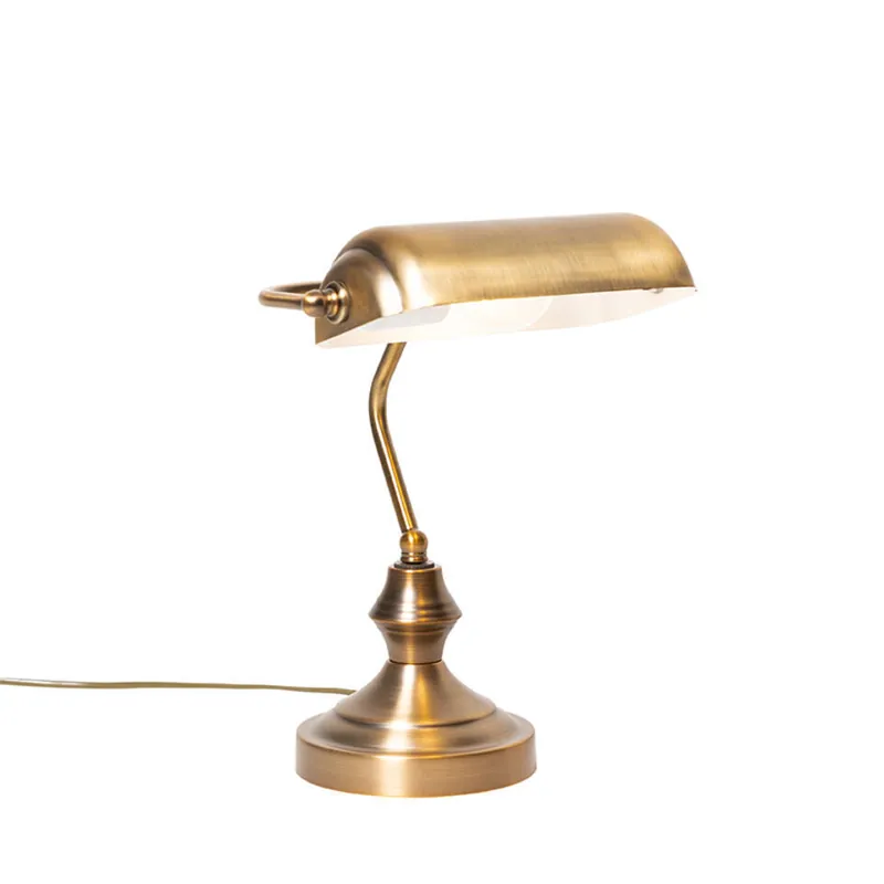 Qazqa bureaulamp banker bronskleurig e27 Nieuw
