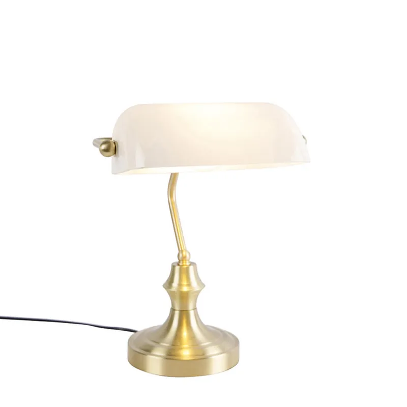 Nieuw Qazqa bureaulamp banker goudkleurig e27