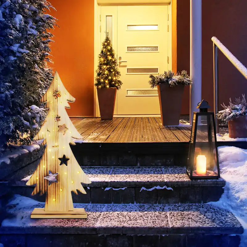 LED kerstboom, dennenhout, IP44, H 80 cm Bestseller
