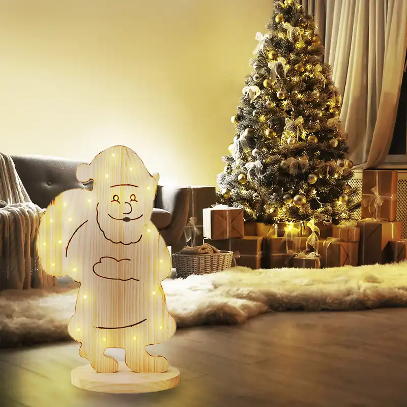 LED kerstman, dennenhout, IP44, timer, batterij, h 80 cm Merkproduct