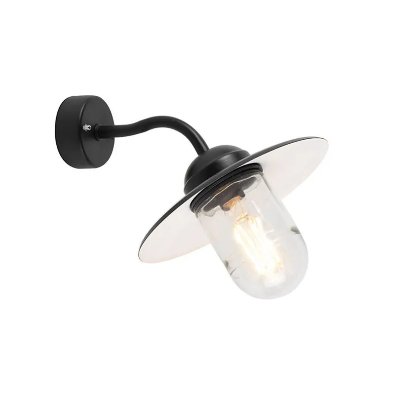 Beperkte Voorraad Qazqa wandlamp met glas munich zwart e27
