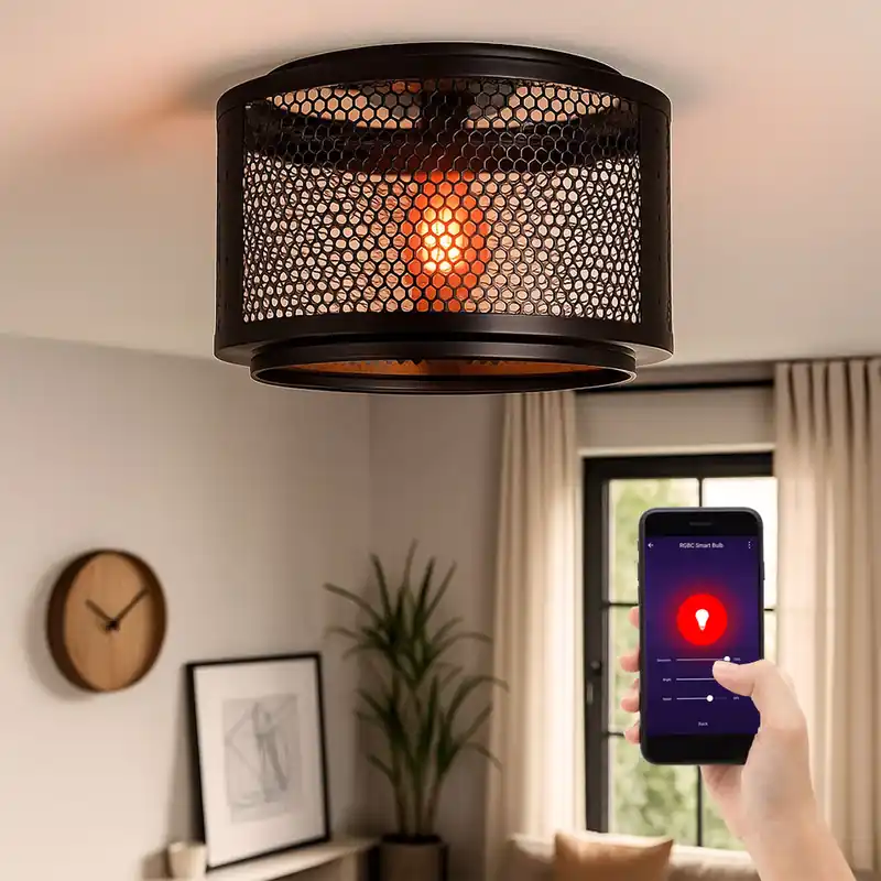 Slimme LED plafondlamp slaapkamerlamp, rooster kap goud zwart Nu Kopen