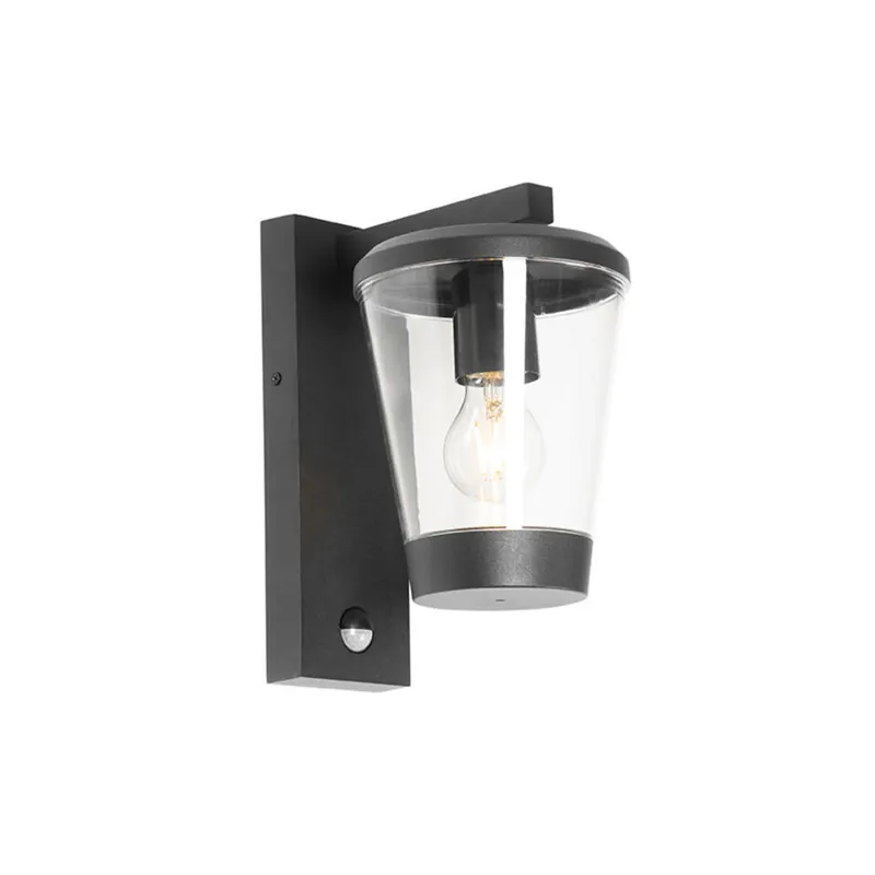 Qazqa wandlamp met bewegingssensor joren zwart e27 Gratis Verzending