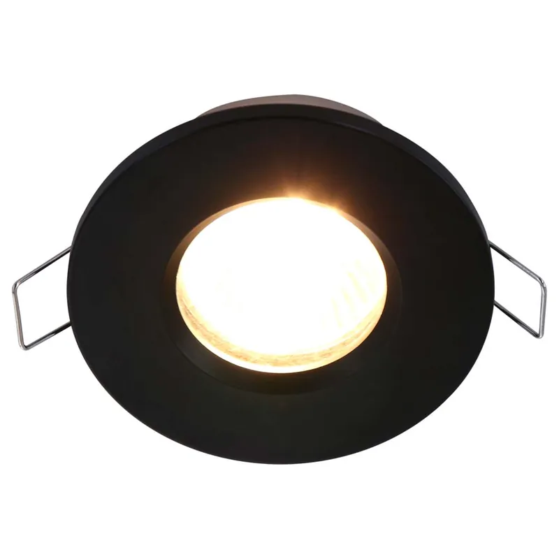 Plafondlamp, inbouwspot, zwart metaal, D 8,5 cm Op = Op