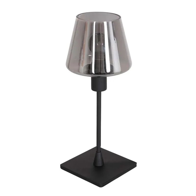 Tafellamp, metaal, glas, zwart, H 31 cm Direct Beschikbaar
