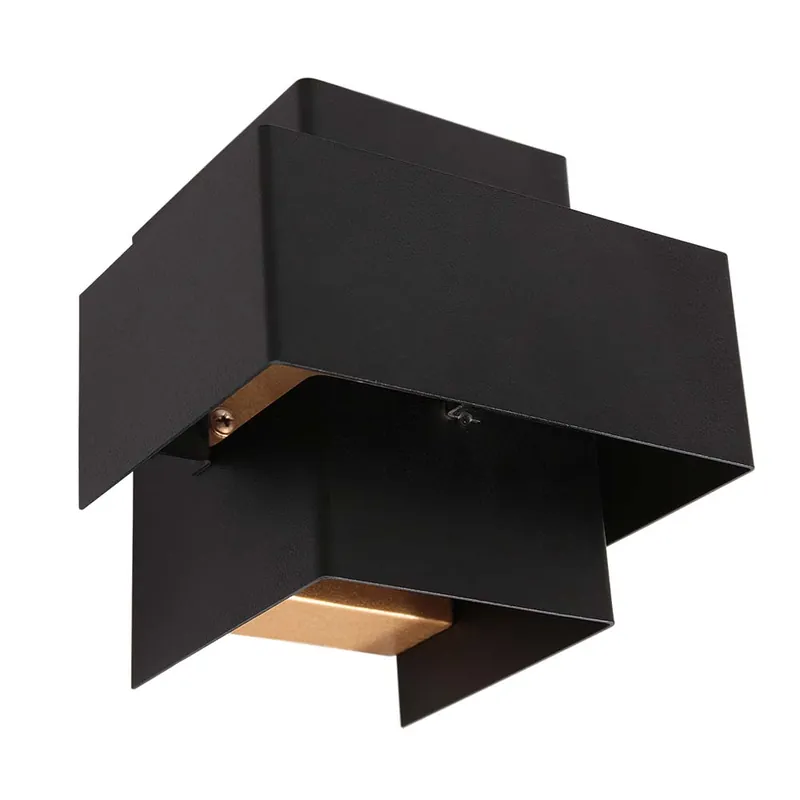 Populair LED wandlamp, metaal, zwart, H 13 cm