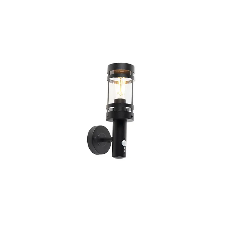 Nu Kopen Qazqa wandlamp met bewegingssensor gleam zwart e27