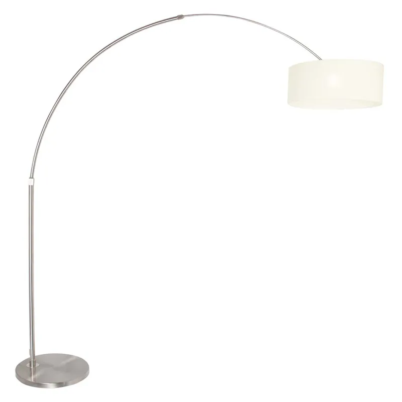 Staande lamp, metaal, linnen, wit, H 200 cm Beperkt Aanbod