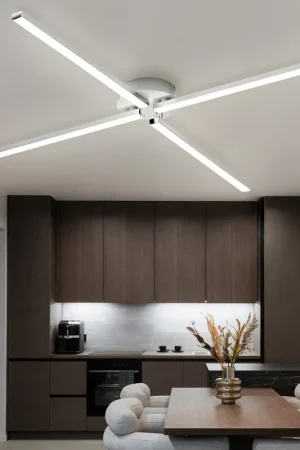 Dagaanbieding LED plafondlamp. Metaal, 4 vlammen, draaibaar, L 78 cm