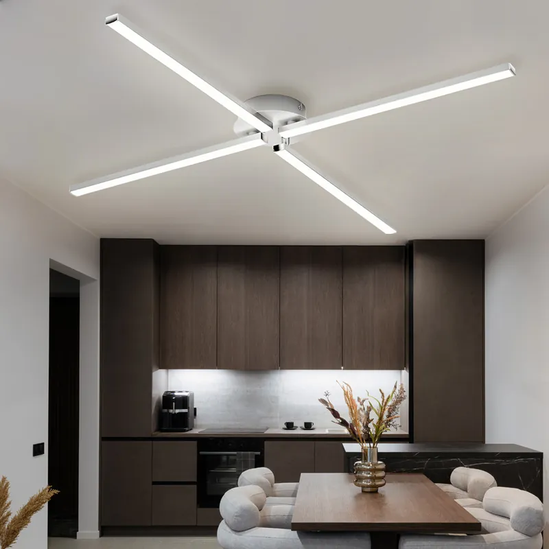 Dagaanbieding LED plafondlamp. Metaal, 4 vlammen, draaibaar, L 78 cm