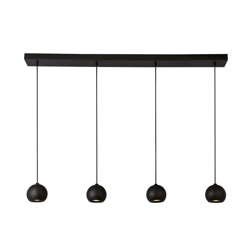 Hanglamp, staal, zandzwart, 4-vlam, lengte 125 cm Betaalbaar