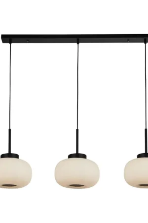 Hanglamp, glas, staal, in hoogte verstelbaar, lengte 104 cm Seizoensaanbieding