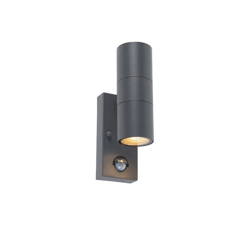 Qazqa wandlamp met bewegingssensor duo grijs gu10 Tijdelijk Beschikbaar