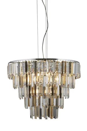 Koop Online Hanglamp, glas, chroom, amber, verguld, D 65 cm