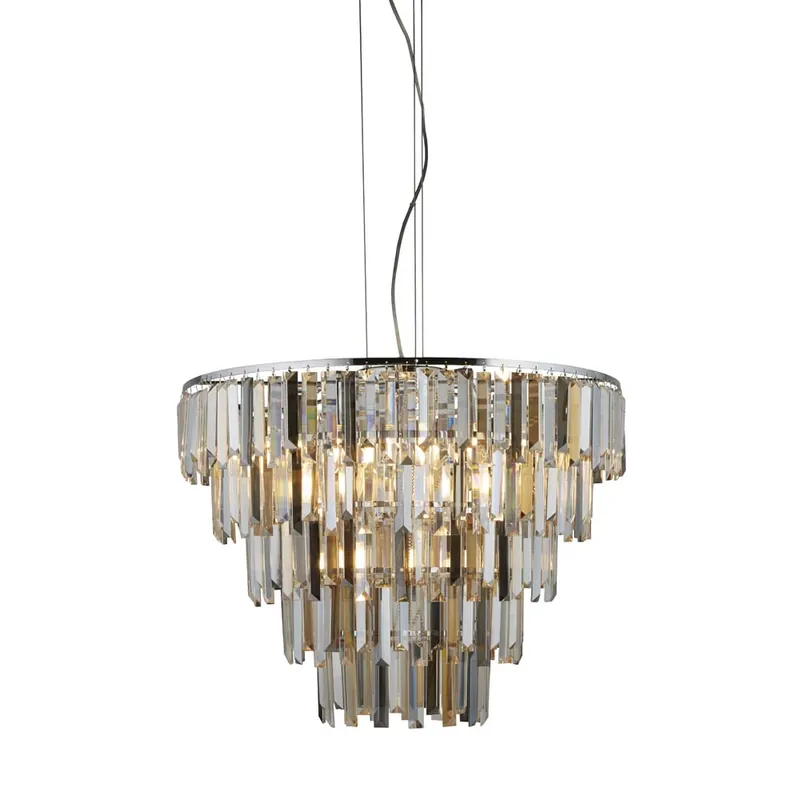 Koop Online Hanglamp, glas, chroom, amber, verguld, D 65 cm