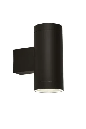 Betrouwbaar Buitenwandlamp, zwart roestvrij staal, helder glas, H 20 cm