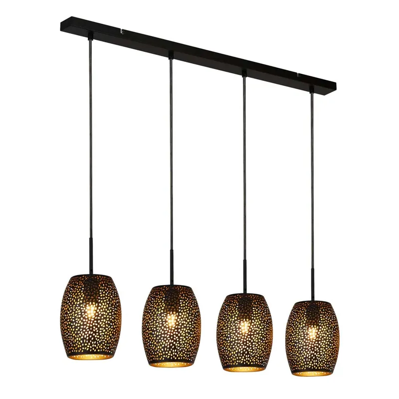 Hoge Kwaliteit Hanglamp, metaal, zwart, 4-bol