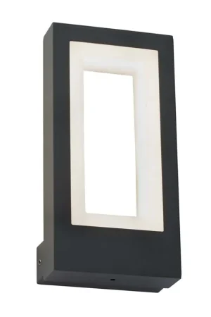 Direct Verzonden LED wandlamp voor buiten, aluminium, grijs, opaal, H 20 cm