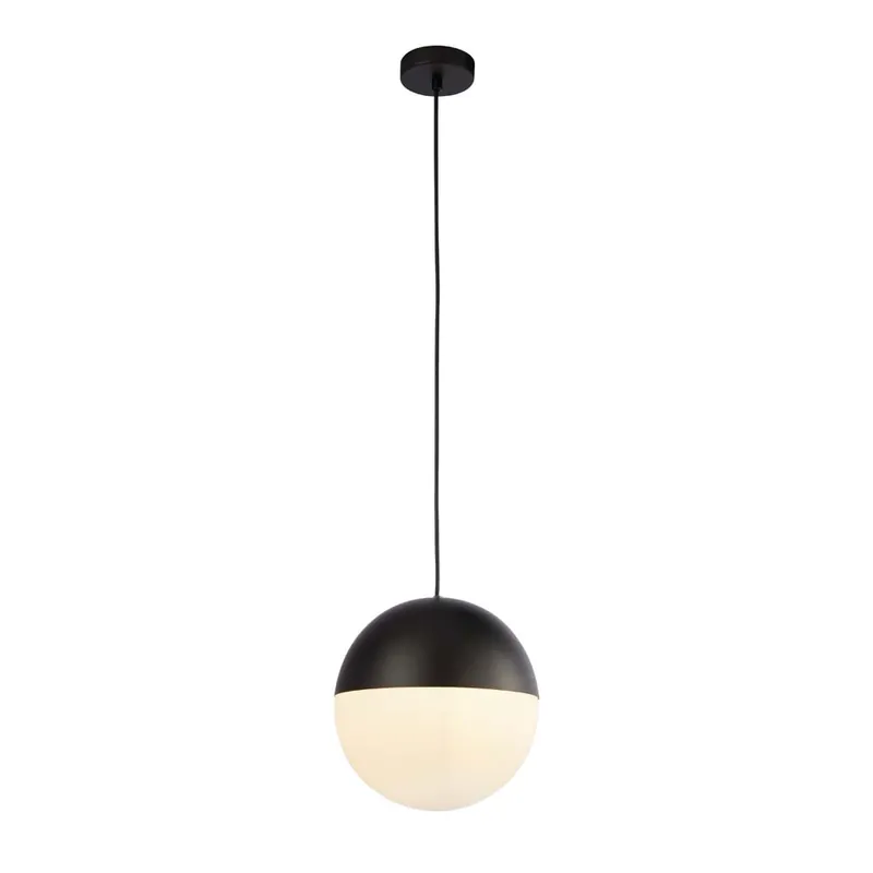 Hanglamp, staal, glas, zwart, in hoogte verstelbaar, H 150 cm Seizoensaanbieding