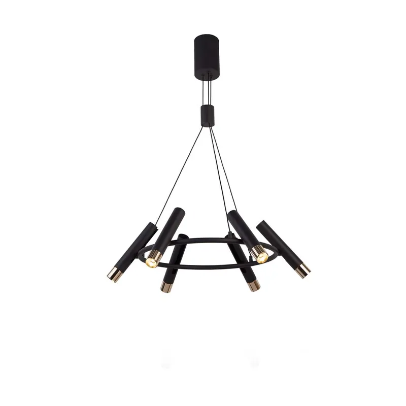Favoriet LED hanglamp, 6-bol, dimbaar, aluminium zwartgoud, D 70 cm